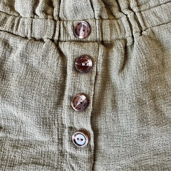 Something Navy Ryan Paper Bag Shorts Army Linen Cotton Blend Green Size Large - Picture 7 of 9